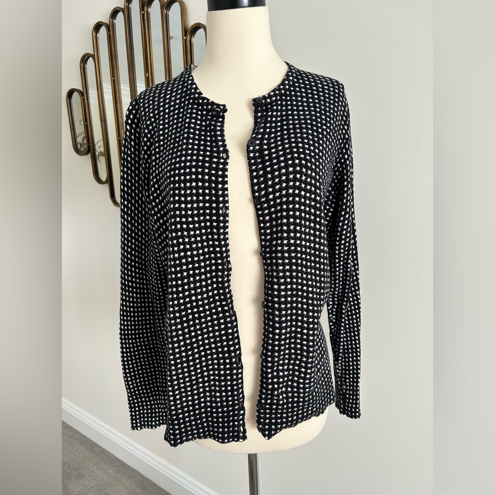 NWT Croft & Barrow Black White Women's Cardigan Sweater Button Down Geometric L - Picture 14 of 15
